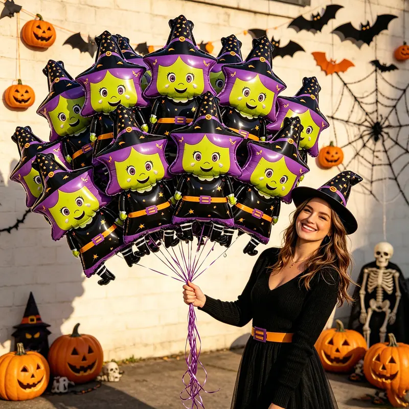 10Pcs Halloween Witch Balloons (Purple) Perfect for Halloween and Day of the Dead Decorations