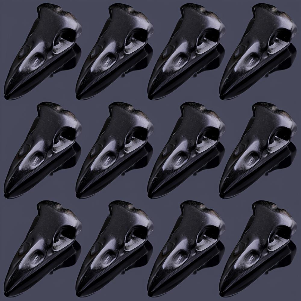 1 piece Hand-Carved Natural Obsidian Raven Skull Crystal Ornament, Crystal Carvings, Gothic Witchcraft Protection Stone, Raven Skull Statue for Wiccan Altar Decoration, Yule Spiritual Gift, Ideal for Birthday and Halloween Ambiance