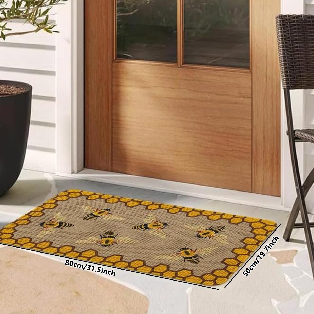 Geometric Bee Pattern Kitchen Runner Rug Set, Square Printed Carpet for Living Room Sofa Bedside, Home Decor, Multiple Sizes Available, Washable Rugs