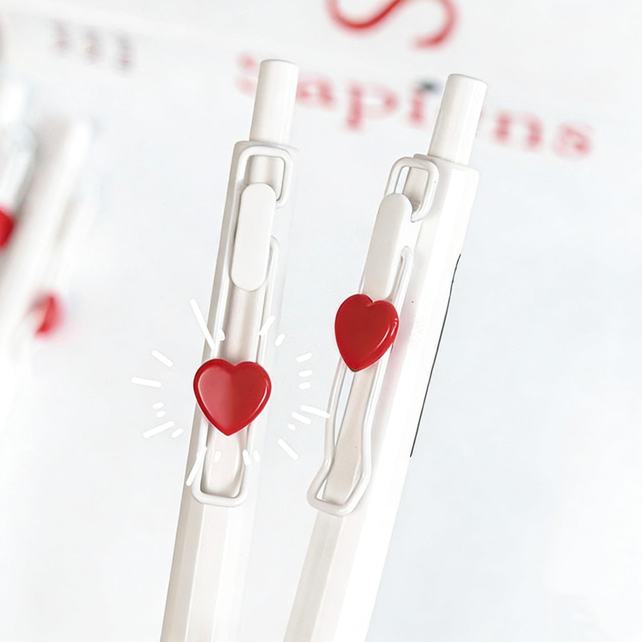 Heart-Shaped Click Pen Set, Smooth Writing Experience, Ink, Heart Feature, 0.38mm Tip, Durable Plastic Material, Ideal for Education and Professional Use