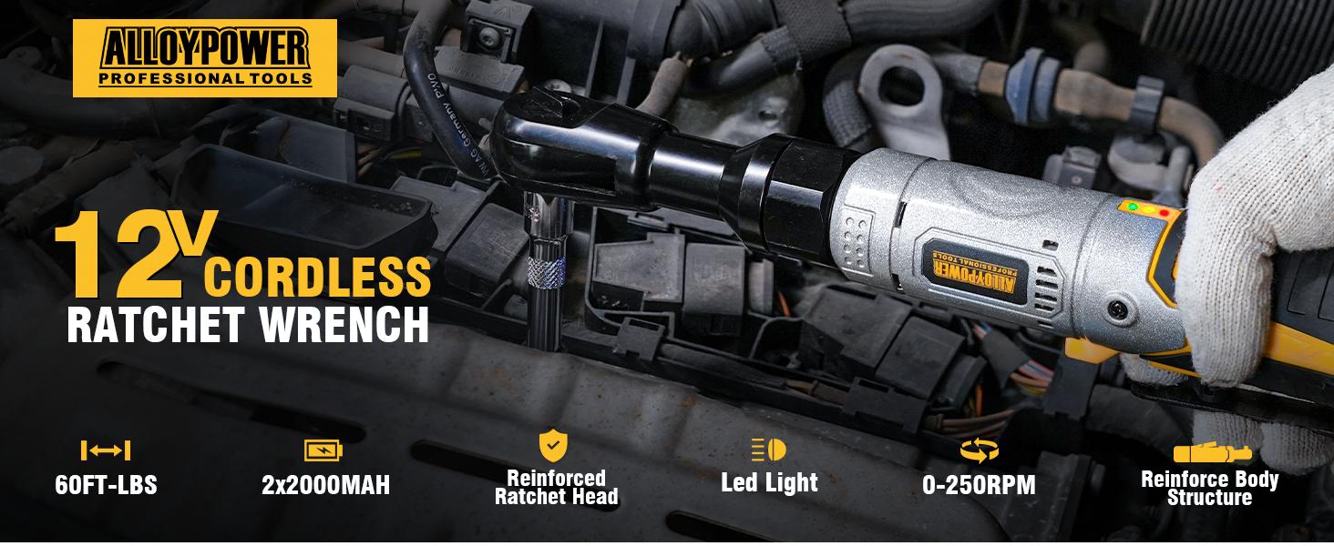 3/8" Cordless Ratchet Wrench Set, 60FT-LBS(80N.m) Electric Ratchet, 12V Extended Power Ratchet Wrench with Variable Speed, 6 Sockets, LED Light, 1/4" Adapter,1/2" Adapter,2 Batteries, Best Christmas and New Year Gift Ideas for Everyone 3/8" Cordless Ratchet Wrench Set, 60FT-LBS(80N.m) Electric Ratchet, 12V Extended Power Ratchet Wrench with Variable Speed, 6 Sockets, LED Light, 1/4" Adapter,1/2" Adapter,2 Batteries, Best Christmas and New Year Gift Ideas for Everyone
