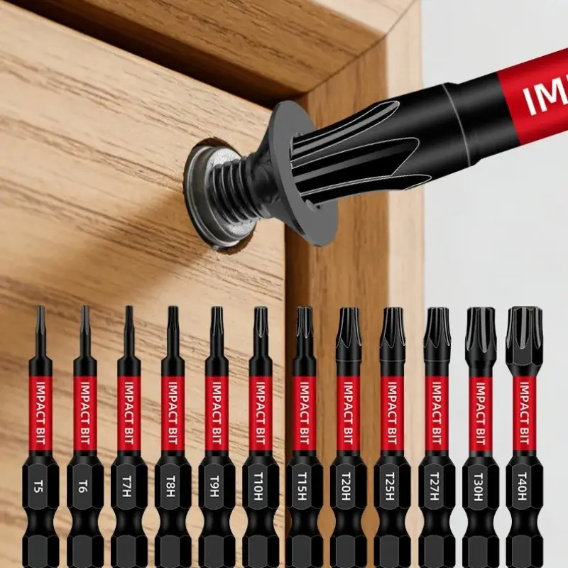 20 Piece S2 Steel Impact Performance Star Screwdriver Bit Set, T5-T40h, 10x25mm + 10x50mm, 1/4 Inch Hex Handle, Compatible with Impact Drivers and Drills