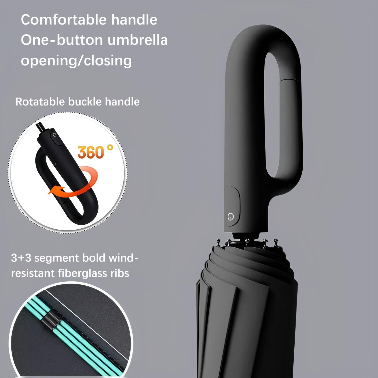 Auto Open Folding Umbrella with Quick-Release Handle, Windproof Portable Rain Umbrella, Unisex Fashion Car Umbrella, All Weather Use