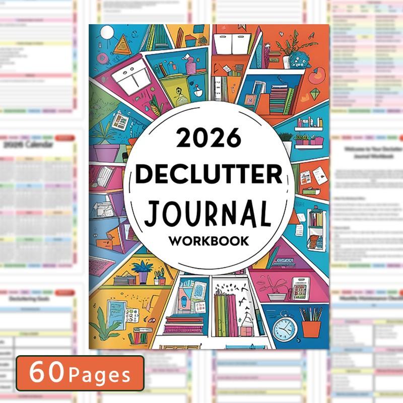 2026 Declutter Journal Workbook for Household Organization, Casual Style Family Decluttering Guide, Perfect for Home Organization