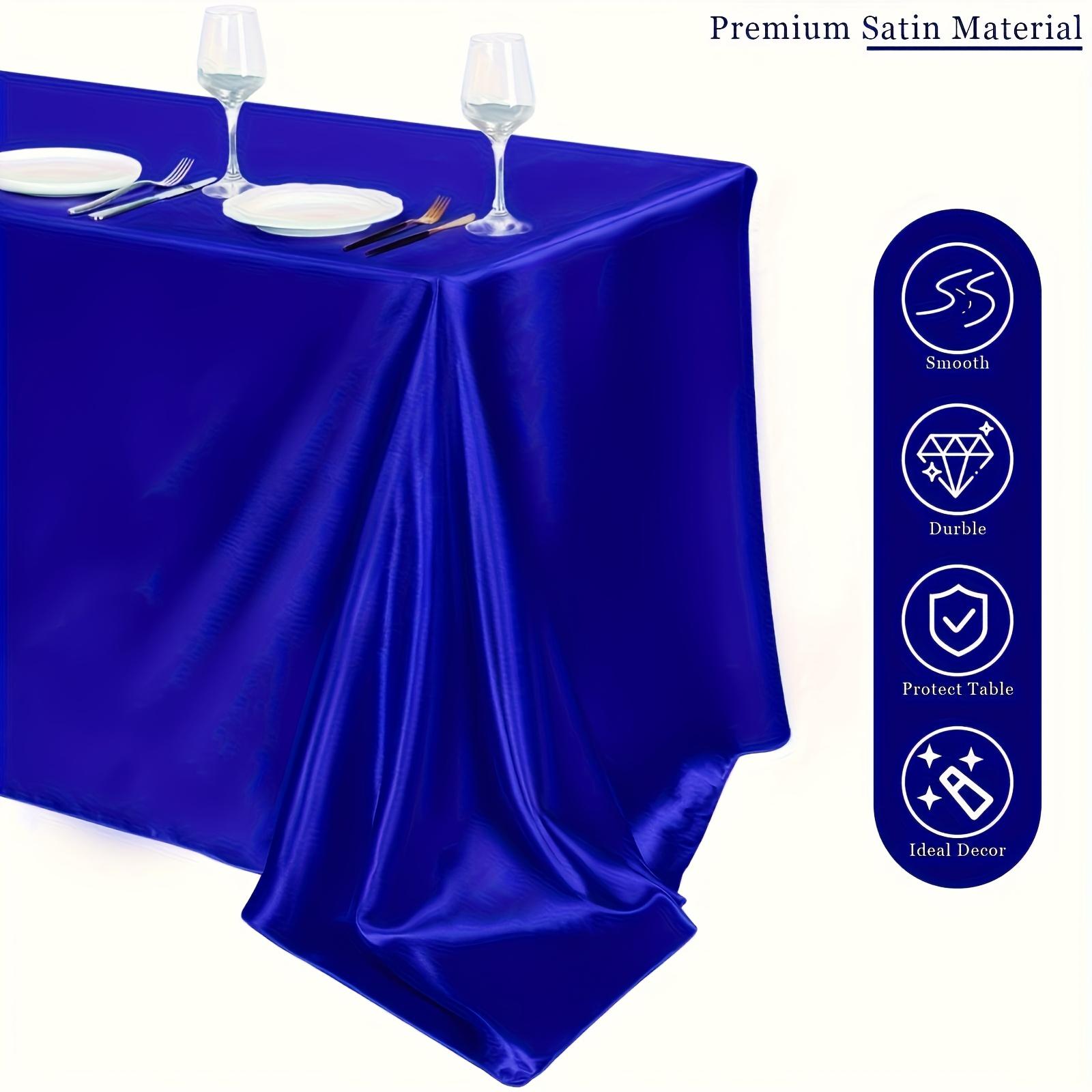 1pc Elegant Navy Blue Satin Tablecloth - Rectangular Polyester, Smooth Glossy Finish, Perfect for Weddings, Birthdays, Graduations, Dining Room, Picnics, and Outdoor Events, Outdoor Event Accessory | Elegant Table Setting | Glossy Finish Fabric