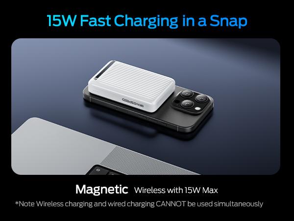 MOVE SPEED Qi2 Certified Magnetic Power Bank Kickstand, 5000mAh(0.3inch)/10000mAh(0.5inch) Ultra Slim MagSafe Portable Charger 15W Ultra-Fast Charging Portable Charger, 30W USB-C MagSlim Charger with Cable for iPhone 17, Travel Essential