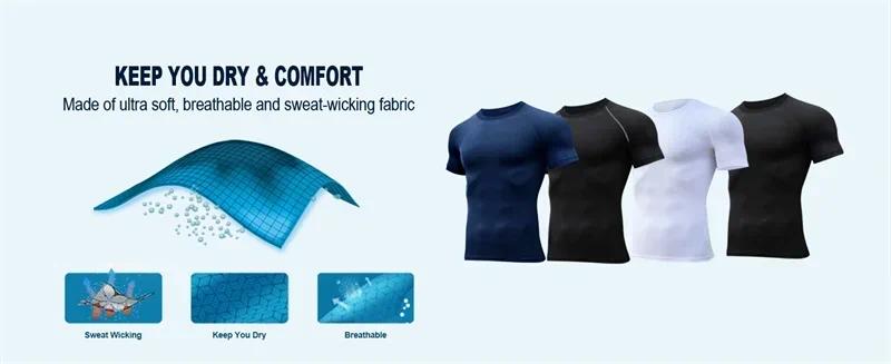 2025 Men's Spider Print Compression Shirt, Quick Dry T-Shirt, Gym Running Jersey, Breathable Short Sleeve, Spring, Summer, S-3XL