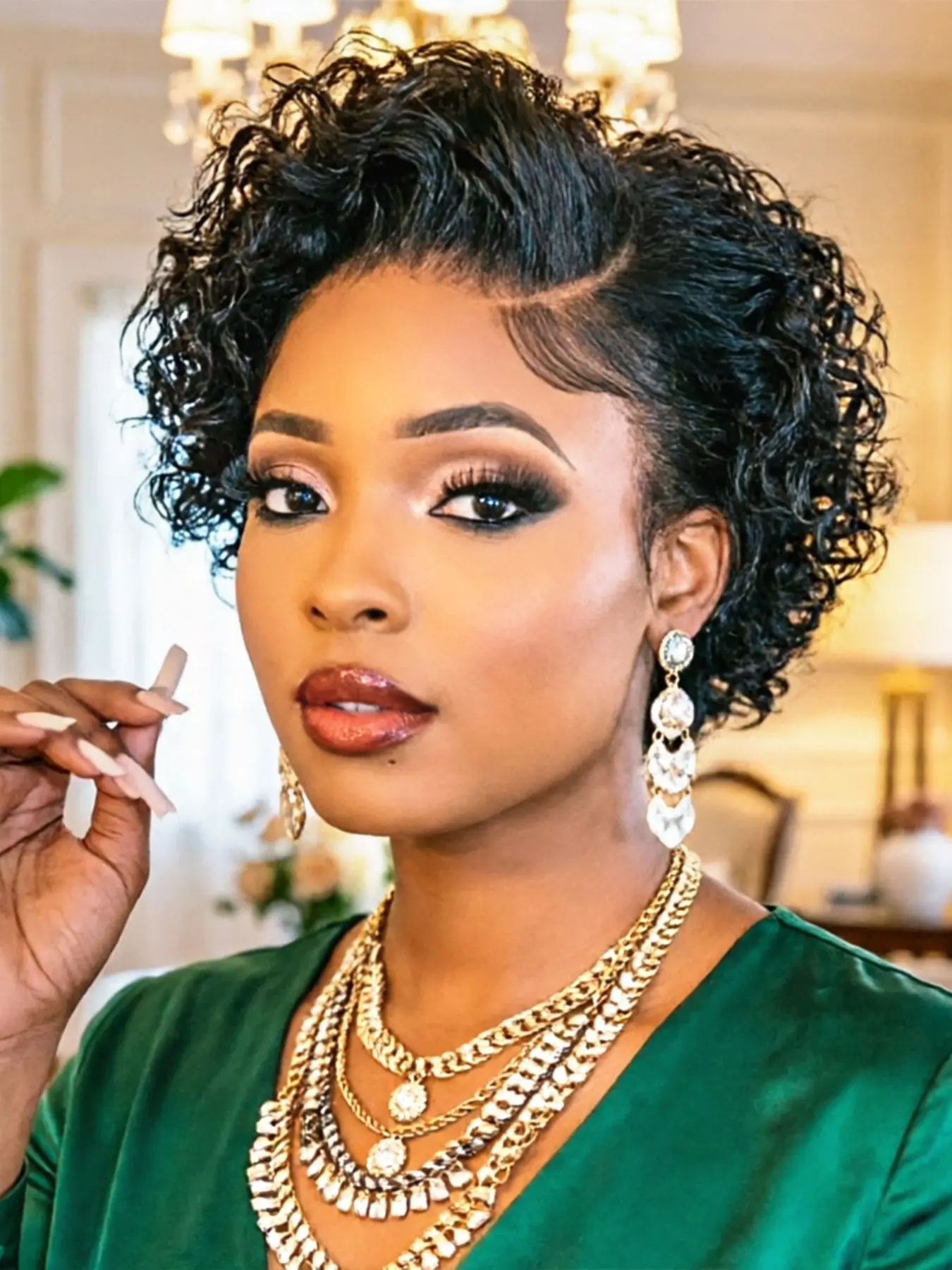Pixie Cut Deep Curly Human Hair Wigs Short Wigs Transparent 13x4x1 Side Part Lace Frontal Wigs For Woman