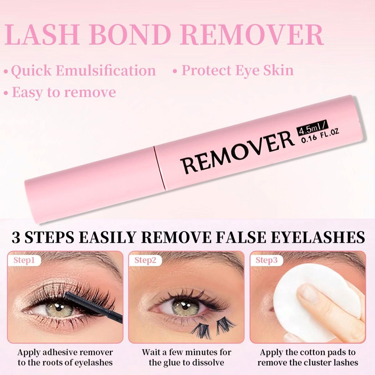 3-Piece Eyelash Adhesive & Sealing Kit, Personal Lash Glue for Strong Fix, DIY Eyelash Extensions & Remover with Brush, Allergy-Free Liquid Gel