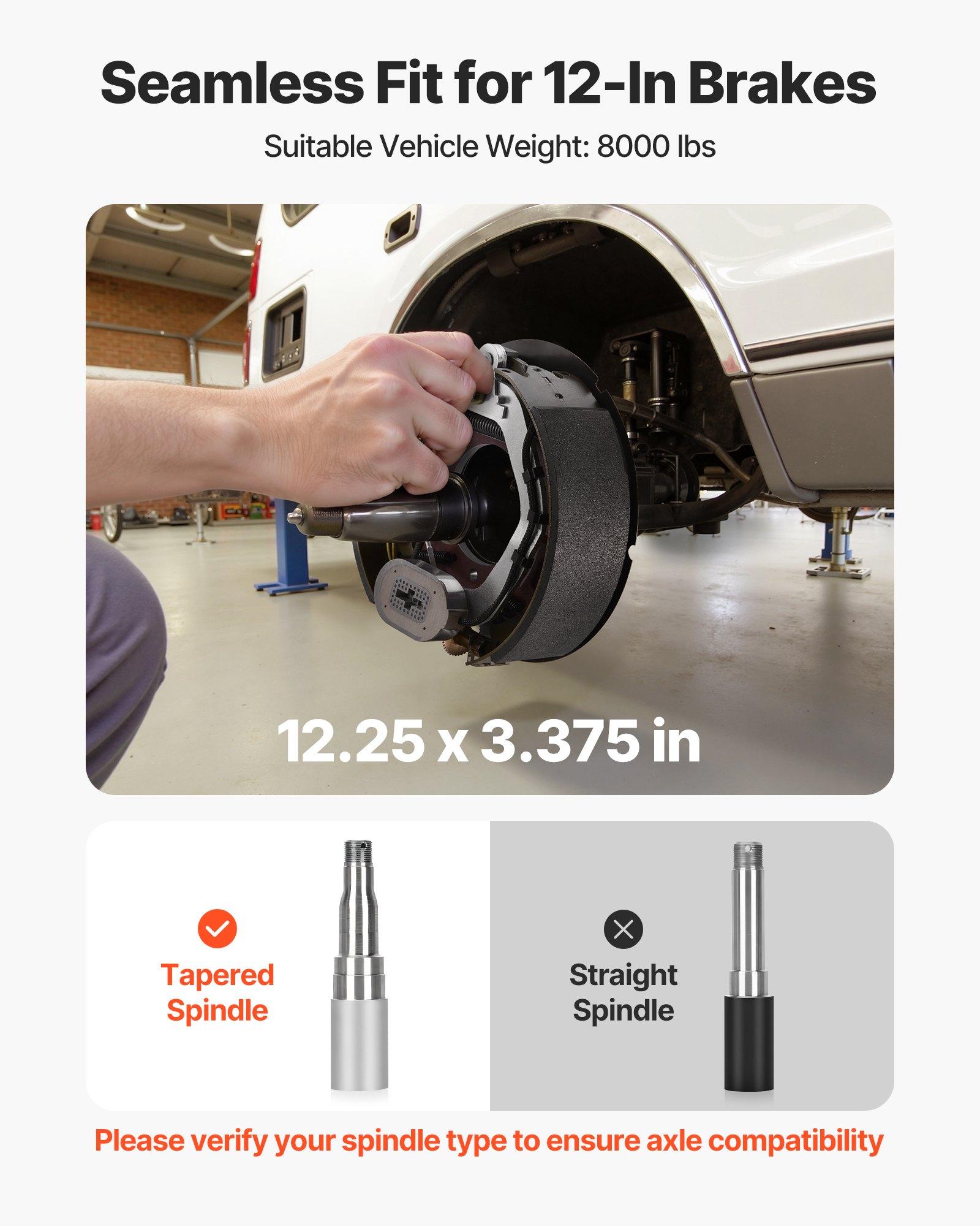 VEVOR Auto-Adjust Pre-Assembled SPHC Steel Electric Brake Pair Kit, 12.25x3.375in Backing Plates, 8000lbs Heavy Loads Axle Braking System Replacement Part for Trailers, RVs