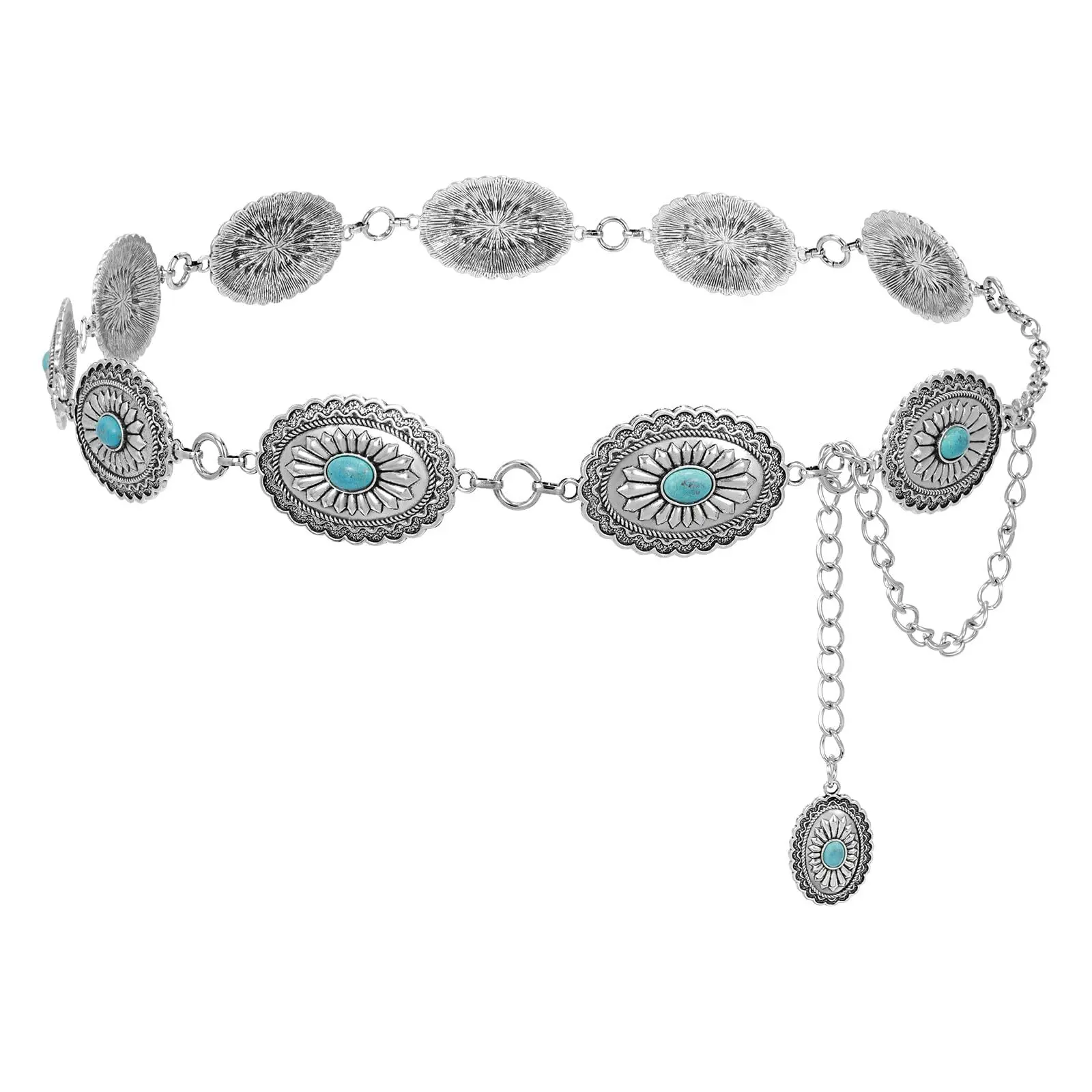 Women Metal Waist Belt Concho Western Cowgirls Country Belt for Jeans Dress