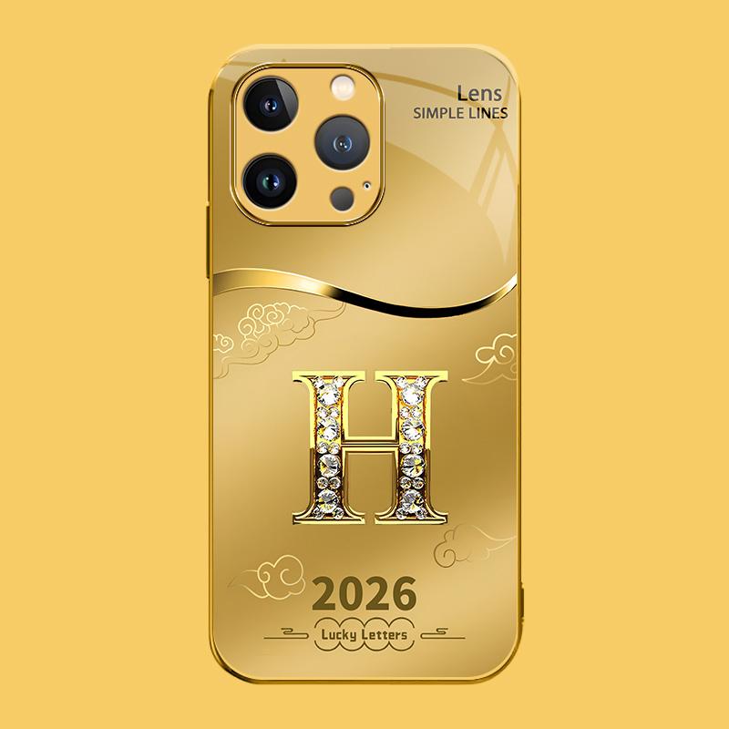 Suitable for [iPhone 13 Pro Max] high-end phone case🤩，choose from 26 letters of the English alphabet, each with an exquisite auspicious cloud pattern to bring you good luck YM99