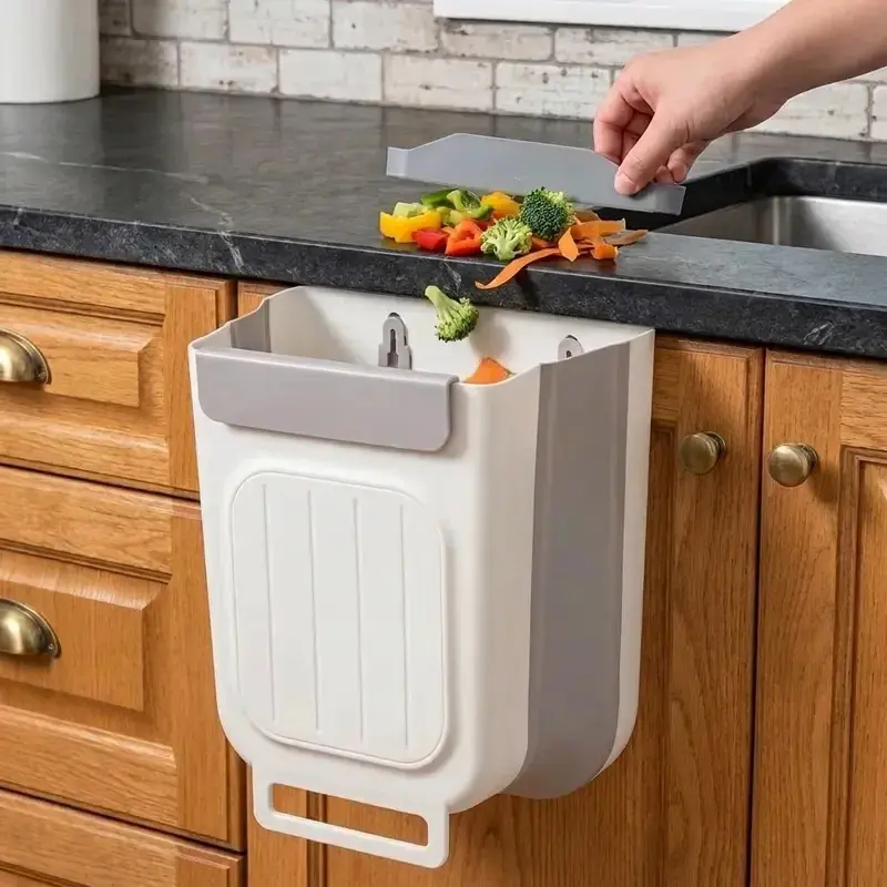 Hanging Kitchen Waste Bin for Cabinet Door, Space-Saving Trash Container for Food Scraps, Bathroom, Office, Small Spaces