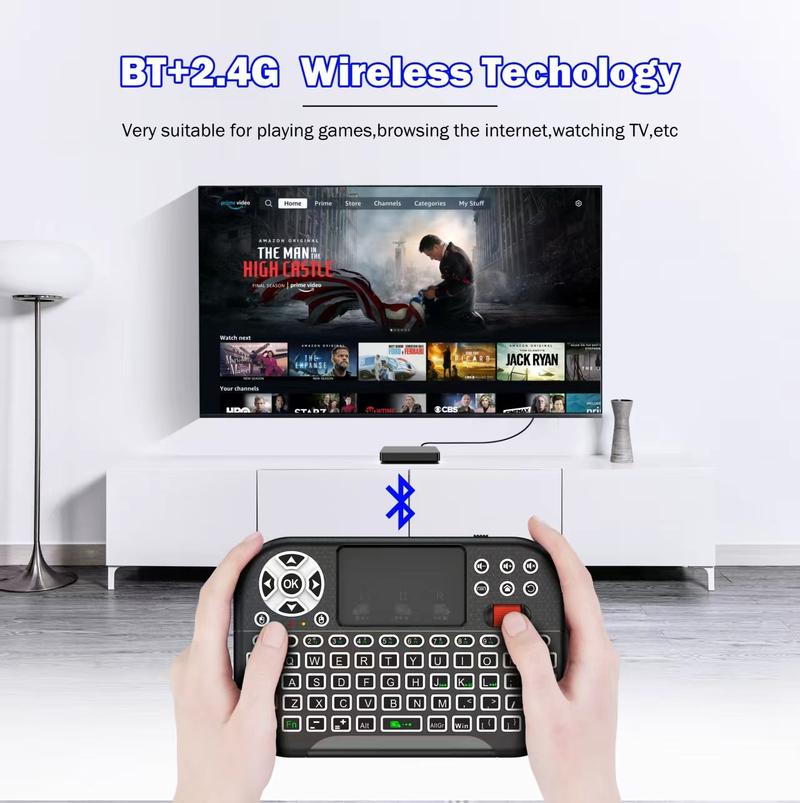 Mini Keyboard,Bluetooth & 2.4GHz Portable Wireless Keyboard with Touchpad Mouse,RGB Backlit,Rechargeable Battery for Android TV Box/Mac/PC/Nvidia Shield Air Mouse, Rechargeable Backlight Keyboard