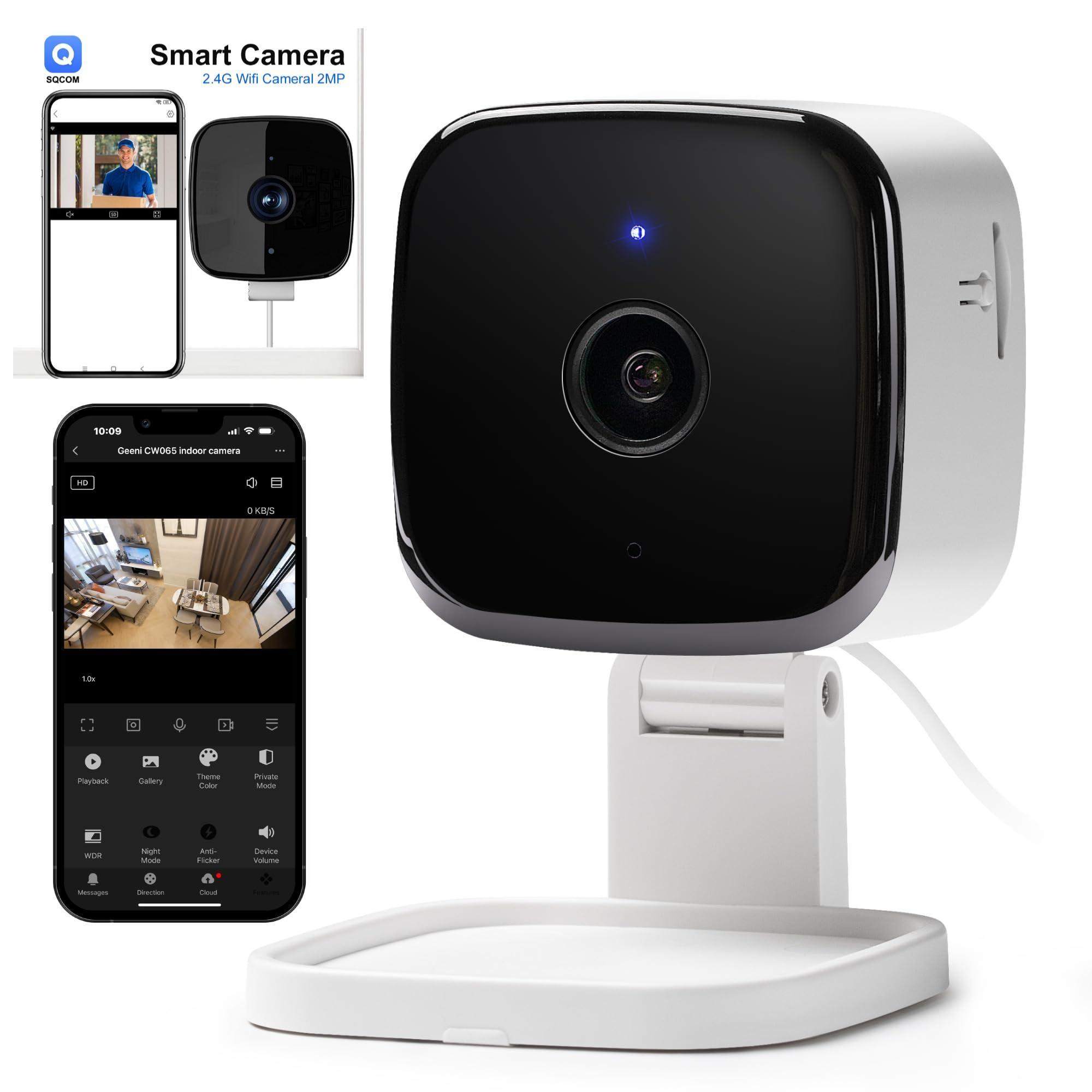 Smart Indoor Security Camera 1080P HD, Motion Alert, Two-Way Audio, Night Vision, Compatible with Alexa and Google Home