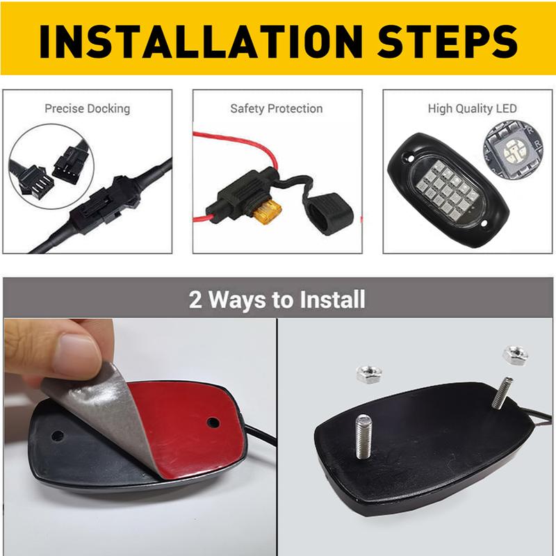 Multicolor RGB Rock Lights, 8/10/12/20 Pods Multicolor RGB LED Rock Lights Kit  Offroad Truck Underbody Neon , Bluetooth APP/Remote Control, Flashing Music Mode Wheel Well Light, For Pickup Truck ATV UTV RZR SUV