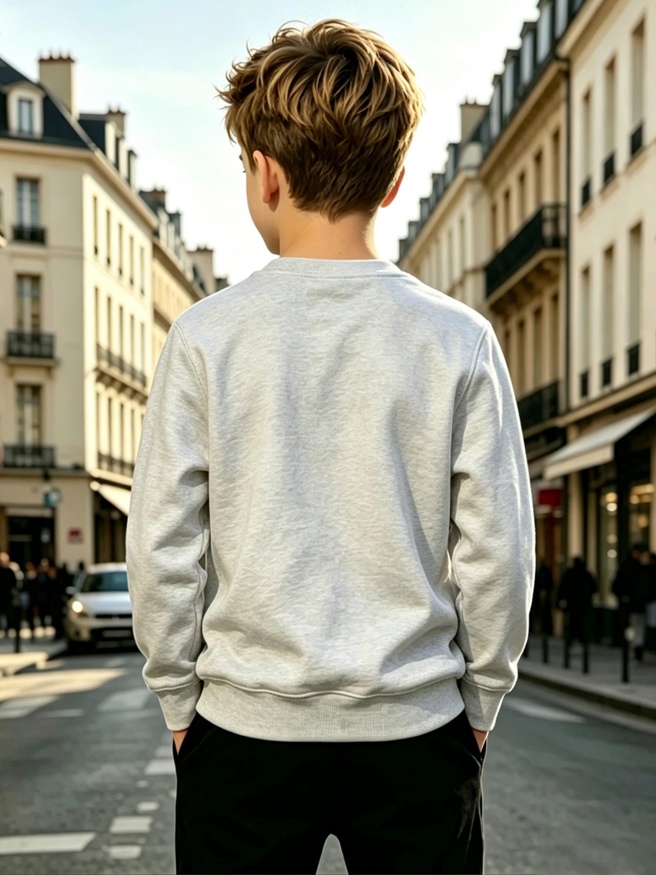 Crewneck Sweatshirt for Boys, Casual Graphic Print Long Sleeve Top, Loose-Fitting Fall & Winter Fashion Pullover