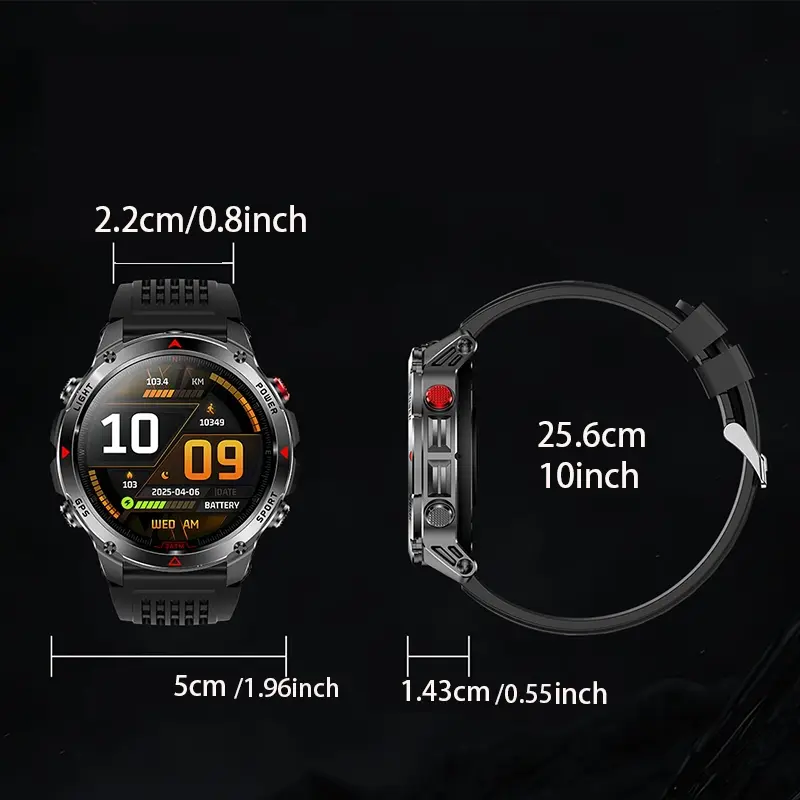 GPS Outdoor Sports Smartwatch, Fitness Tracker with Wireless Calling, 100+ Sports Modes, Calorie Counter, Weather Alerts & LED Compass, Gift for Men and Women, Fitness Smart Watches, Multifunctional Smart Watch #GLOBAL PICKS