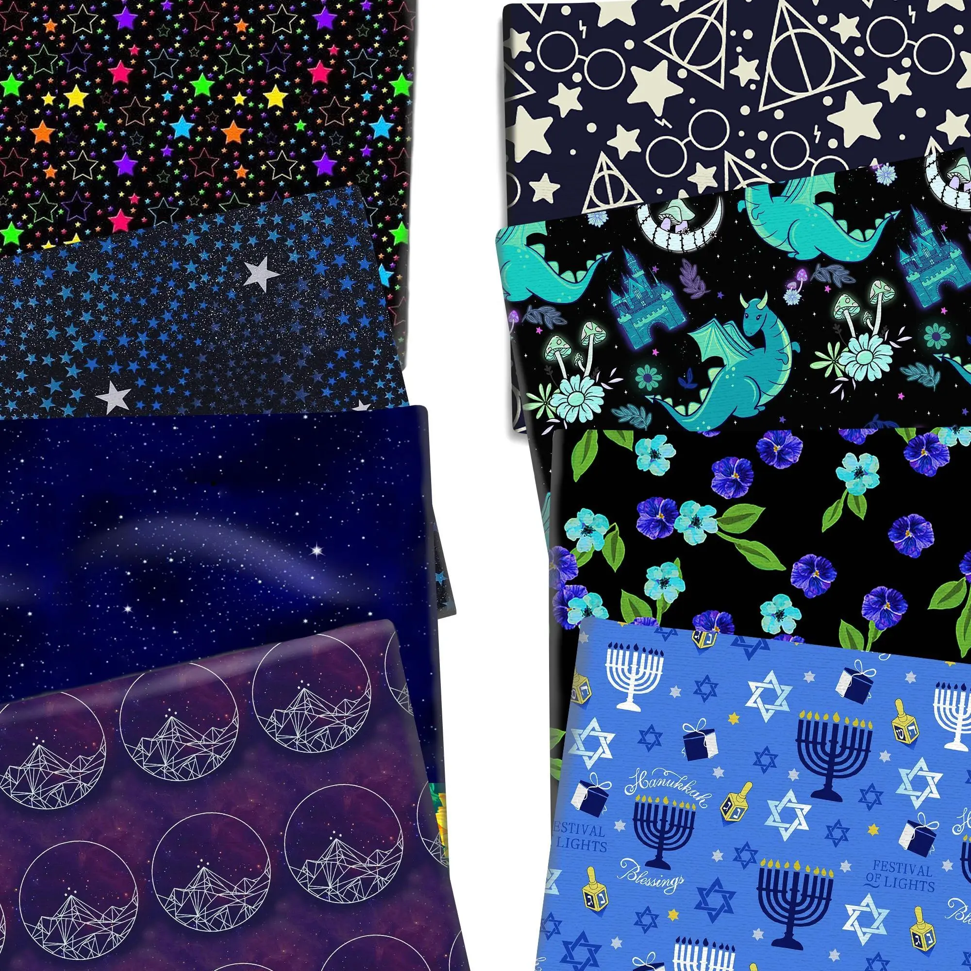50*145cm Purple Star Black Polyester Cotton/Pure Cotton Canvas Fabric Tissue Sewing Quilting Needlework Material Curtain