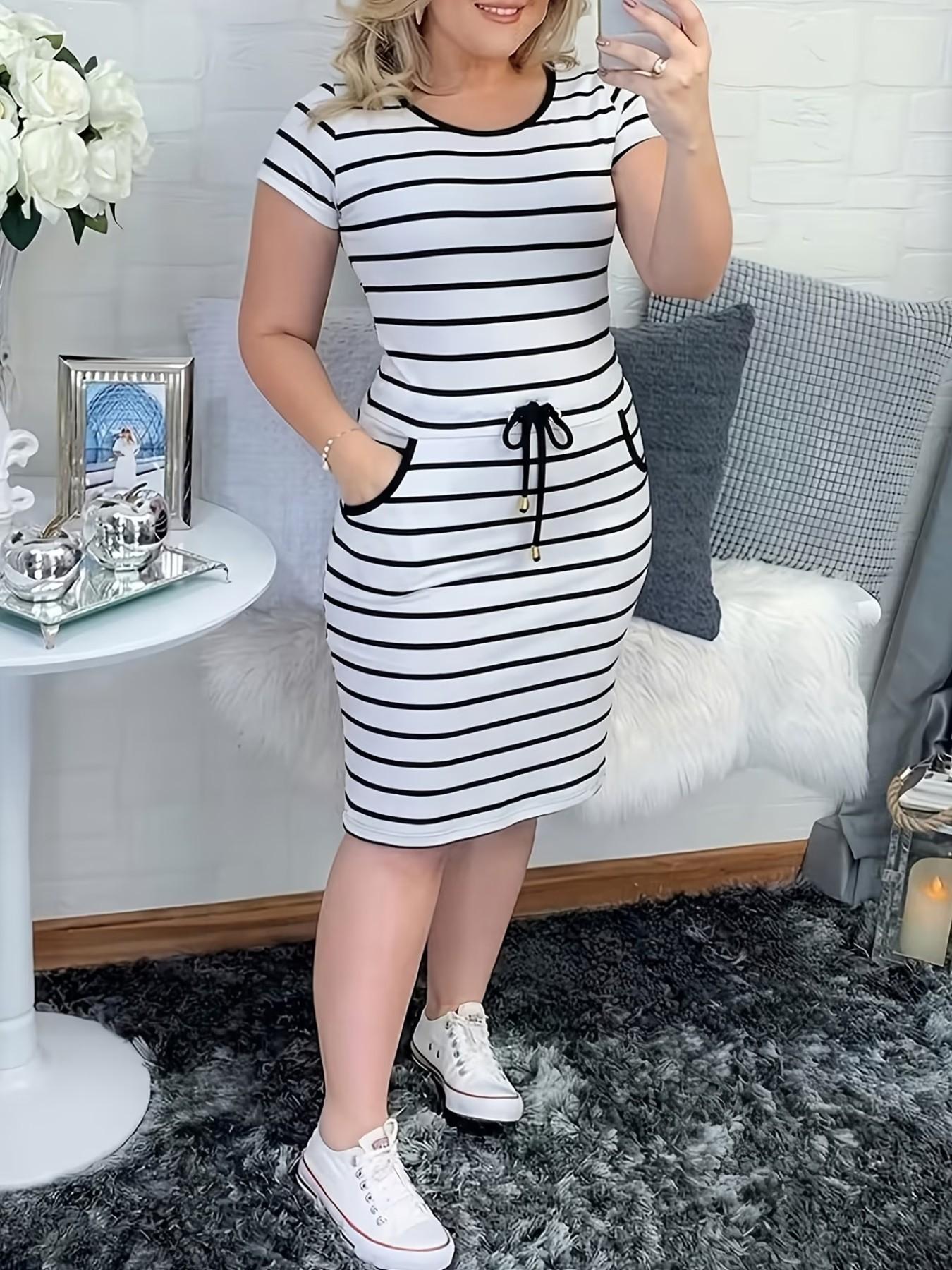 2026 New Casual Double Pocket Button Drawstring Bodycon Dress, Stylish and Comfortable Design, Perfect for Daily Wear