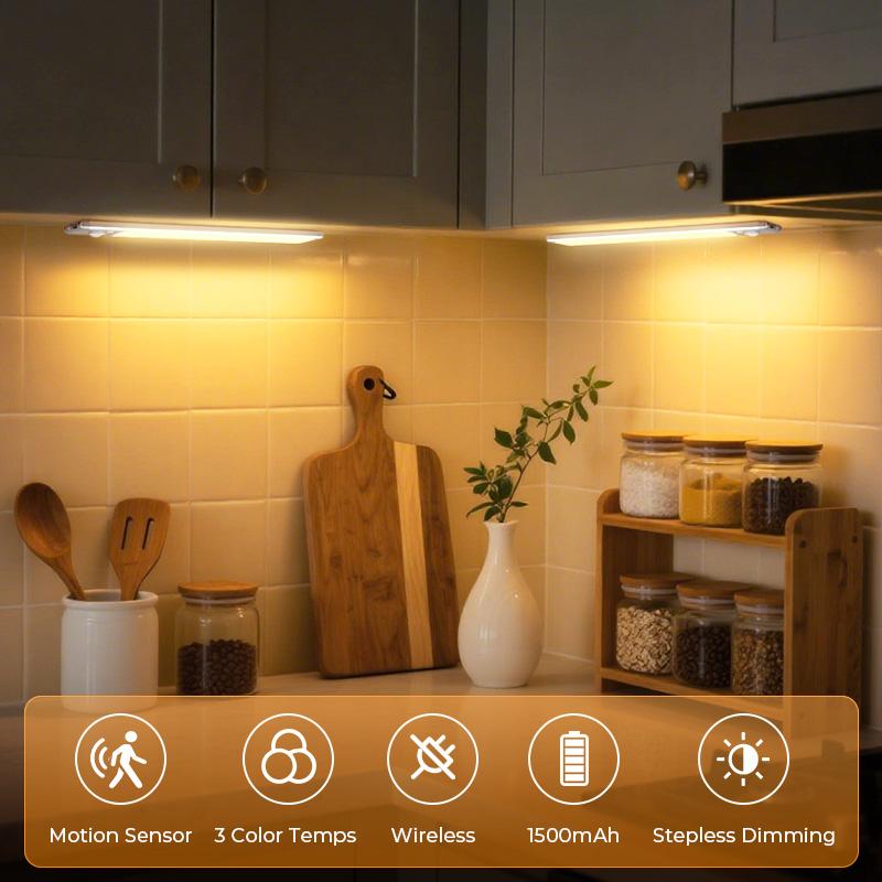 Under Cabinet Lights,Motion Sensor Night Light Indoor，USB Rechargeable 1500mAh LED Light, Magnetic Dimmable Night Light for Kitchen, Pantry, Closet,Coffee，Closet & Stairs temp color