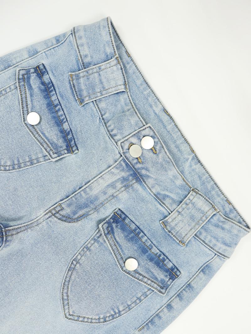 NVFelix Women's Stretch Low Rise Double Button Elastic Skinny Vintage Flare Jeans