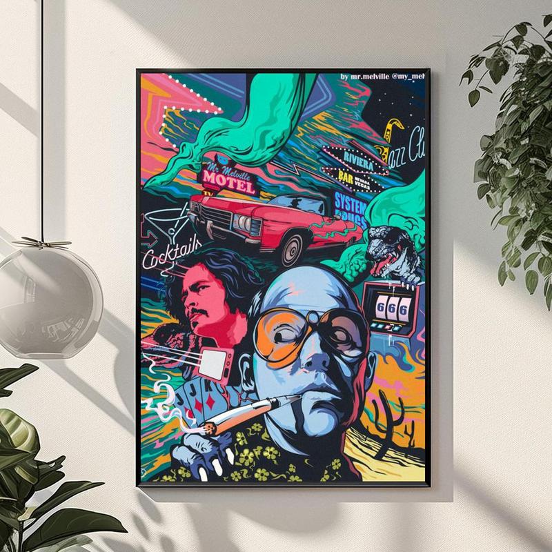 Fear Loathing Las Vegas Poster Waterproof HD Wall Sticker | Self-Adhesive Decorative Art Poster | Fade-Resistant Scratch-Proof for Long-Term Use | Easy to Apply and Clean | for Home Office Bedroom Living Room Kitchen Decor | Gift Idea