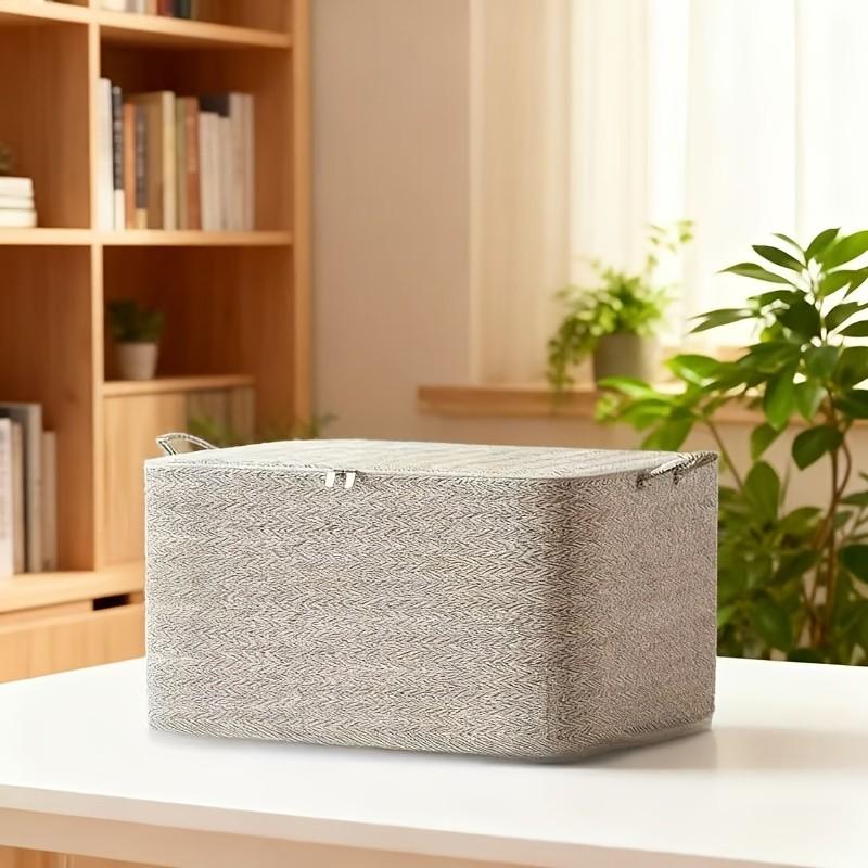 Extra Large Foldable Storage Box with Lid, Space-Saving Organizer for Home Moving, Durable Non-Woven Fabric, Stackable and Washable