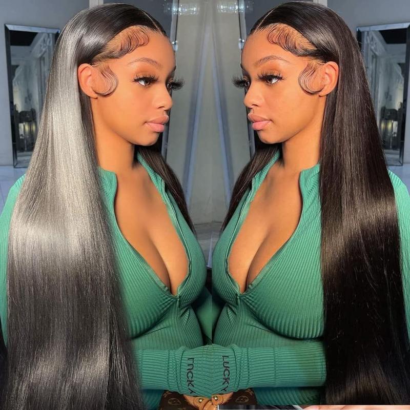 Bling Hair 13x6 Lace Frontal Wigs Real Hair Transparent Straight 13x4 Lace Frontal 180% Density Natural Color For Women