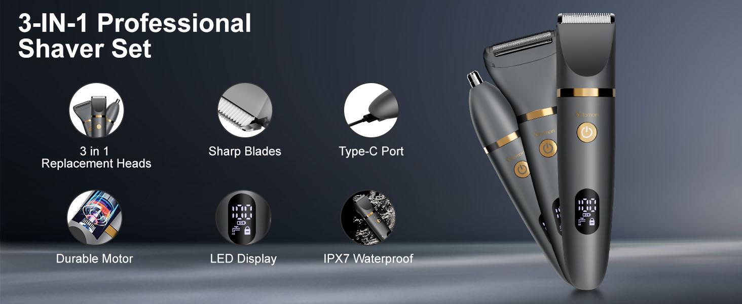 Scttomon 3 in 1 Electric Body Hair Trimmer,Groin Hair Trimmer for Men,Waterproof Electric Shaver Nose Hair Trimmer,Men's Hair Removal Device Cordless,Manscape Trimmer with Standing Recharge Dock Scttomon 3 in 1 Electric Body Hair Trimmer,Groin Hair Trimmer for Men,Waterproof Electric Shaver Nose Hair Trimmer,Men's Hair Removal Device Cordless,Manscape Trimmer with Standing Recharge Dock