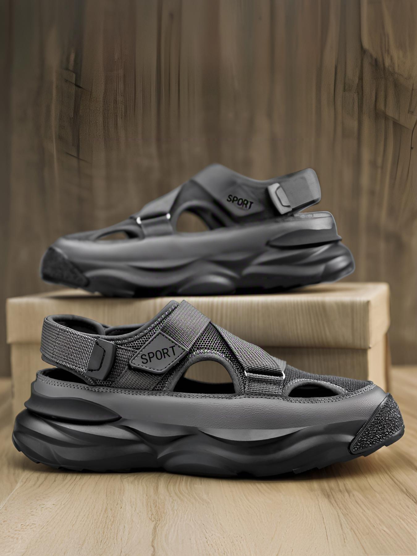 Men's Outdoor Sandals, Breathable Hollow Out Slip-On Shoes, Non-Slip Design, Ideal for Beach & Casual Wear, Comfortable Summer Footwear