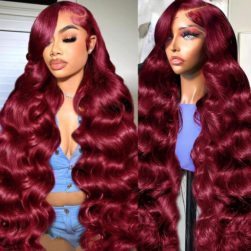 BABOSHOW 613 Blonde 13X6 Body Wave HD Transparent Lace Frontal Pre Plucked 99J Burgundy and Red Colored Human Hair Wigs P4/27 Highlight Lace Front wig For Women Can be Dyed & Restyle