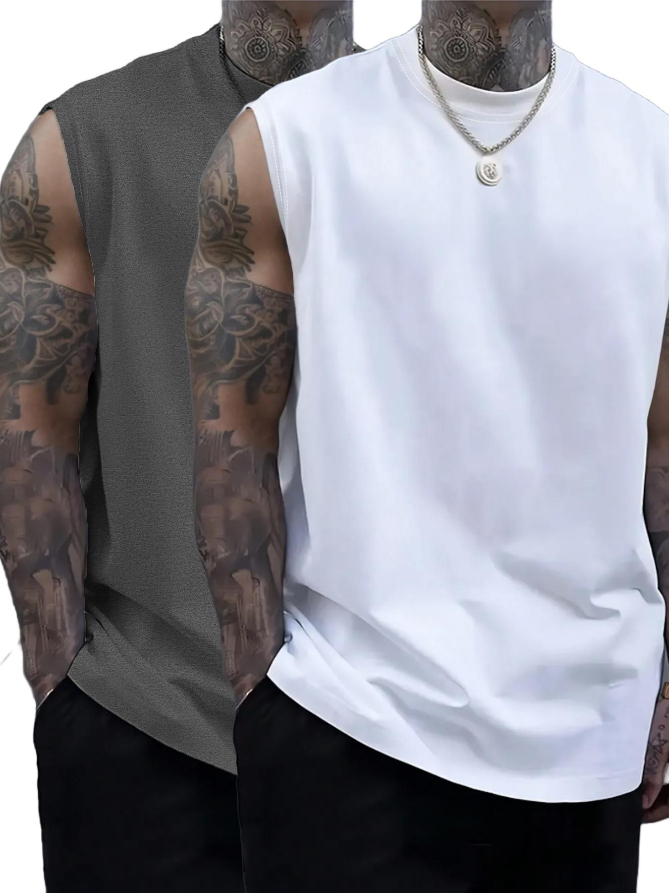 Men's Solid Color Round Neck Tank Top, Loose Casual Comfy Classic Crew Neck Sleeveless Top for Summer, Men's Clothes for Daily Wear, Casual Loose Fit Men's Solid Color Round Neck Tank Top, Loose Casual Comfy Classic Crew Neck Sleeveless Top for Summer, Men's Clothes for Daily Wear, Casual Loose Fit