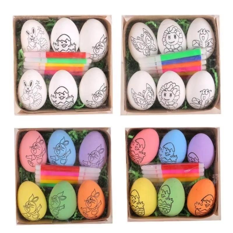 Safe Eco-Friendly DIY Hand-Painted Easter Eggs, Dual-Sided Realistic Egg Coloring Kit, Kids Craft Educational Toy, Parent-Child Interactive Painting Set