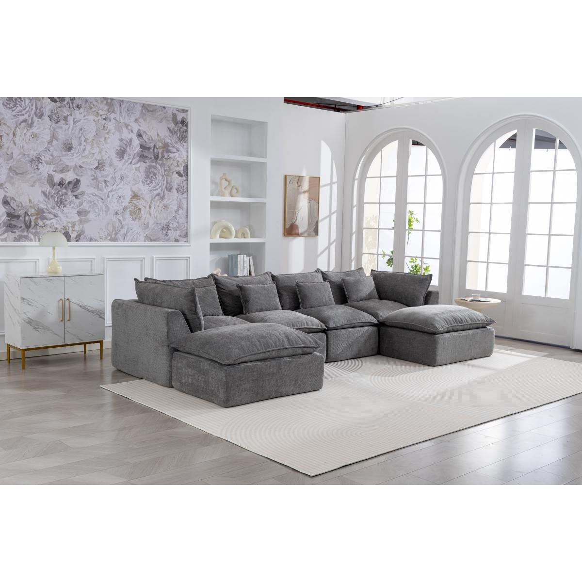 Aobtkel 129.8" Wide Cloud Oversized Modular Sectional Couch - 4-Seat with 2 Ottomans, Deep Wide Seat, True Relax Comfy Living Room Indoor Furniture Set,dorm essentials,home decor Aobtkel 129.8" Wide Cloud Oversized Modular Sectional Couch - 4-Seat with 2 Ottomans, Deep Wide Seat, True Relax Comfy Living Room Indoor Furniture Set,dorm essentials,home decor