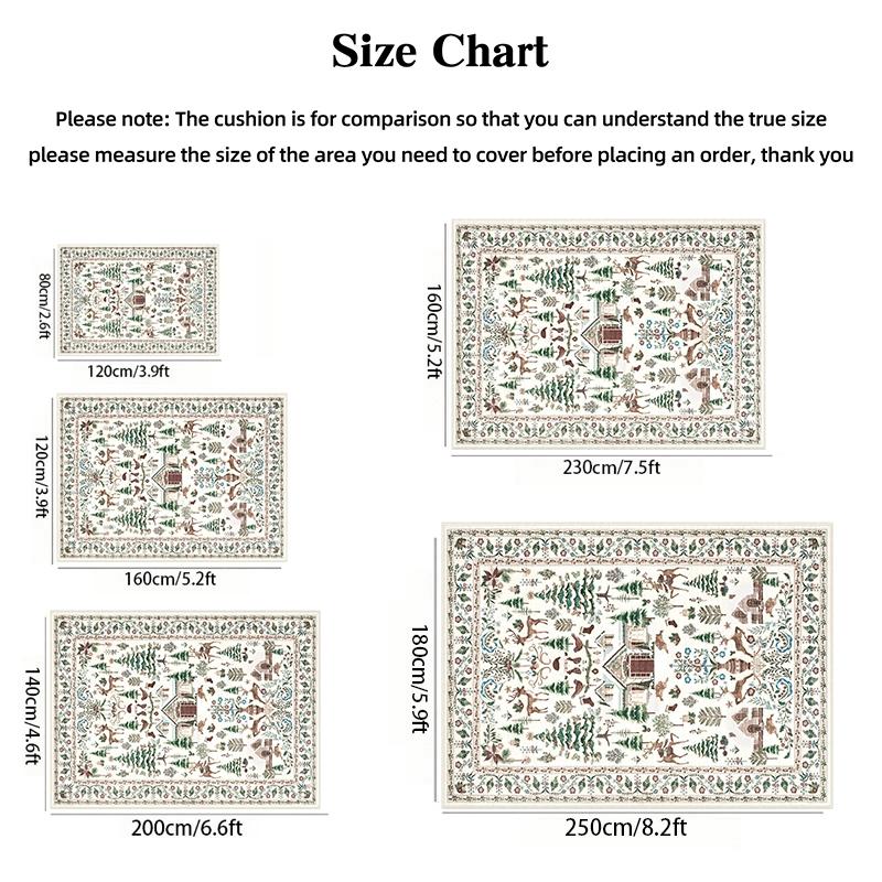 Vintage Christmas Living Room Carpet, Non-Slip Soft Rug, Home Decorative Rug, Festive Home Decor Gift, Ideal for Dining Room Office Bedroom