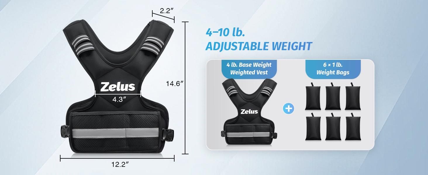【SpringStatements】ZELUS Weighted Vests, 4-10lbs/11-20lbs/20-32lbs Adjustable Workout Weighted Vest with 6 Ironsand Weights for Men&Women: Motivational Walking, Running,Rucking, Bone Health, Core&Posture Boost | Fitness challenge,Fashion Fest