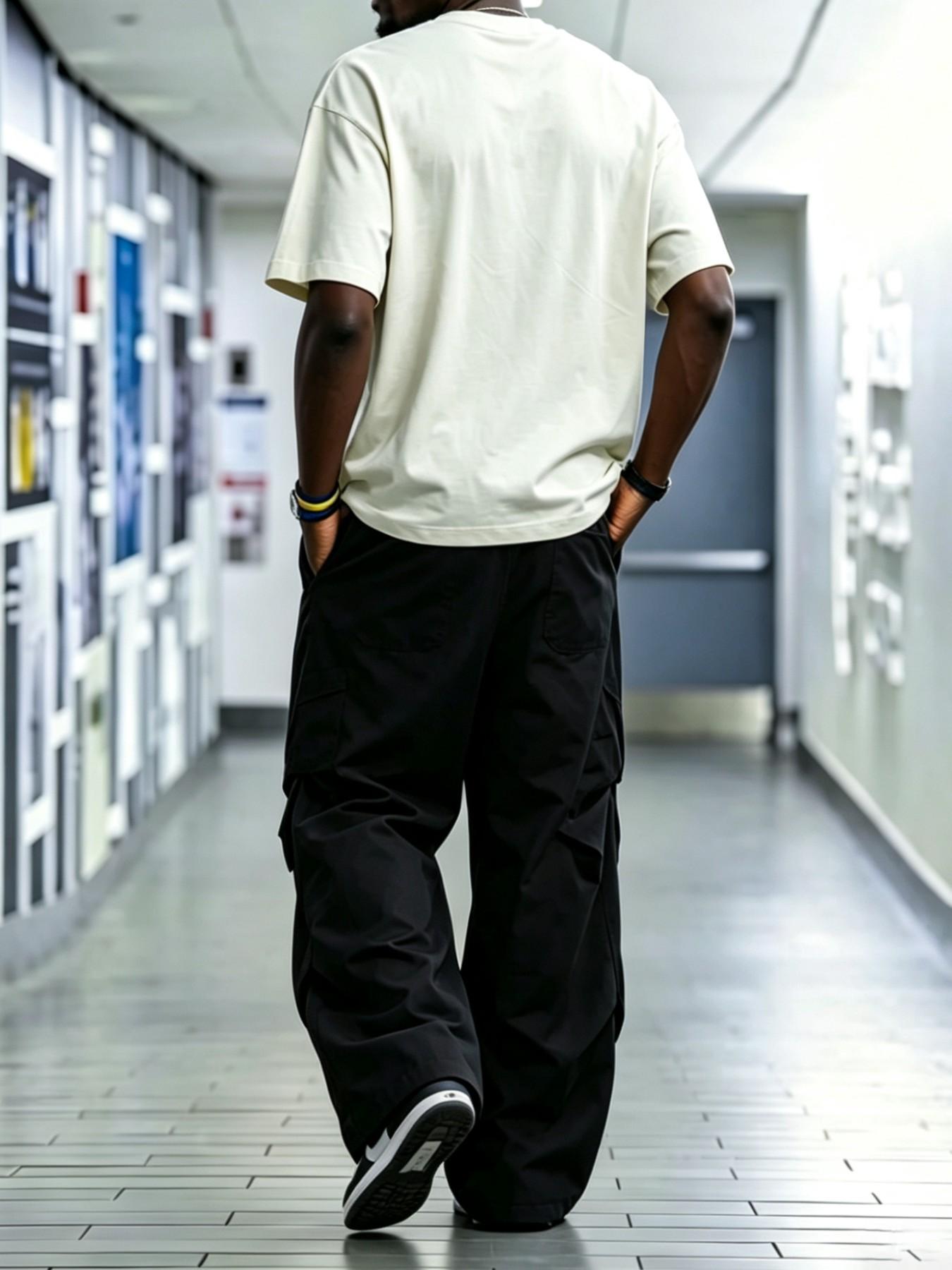 Men's Cargo Trousers, Loose-Fitting, Breathable Quick-Dry, Solid Pattern, Casual Style, All Seasons, Outdoor Military Pants