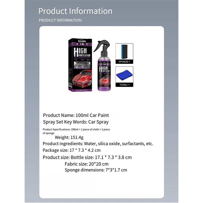 3 In 1 Car Ceramic Coating Spray 100ml Polishing Spraying Wax Polishing Paint Coating Agent Body Compound Scratch Repair