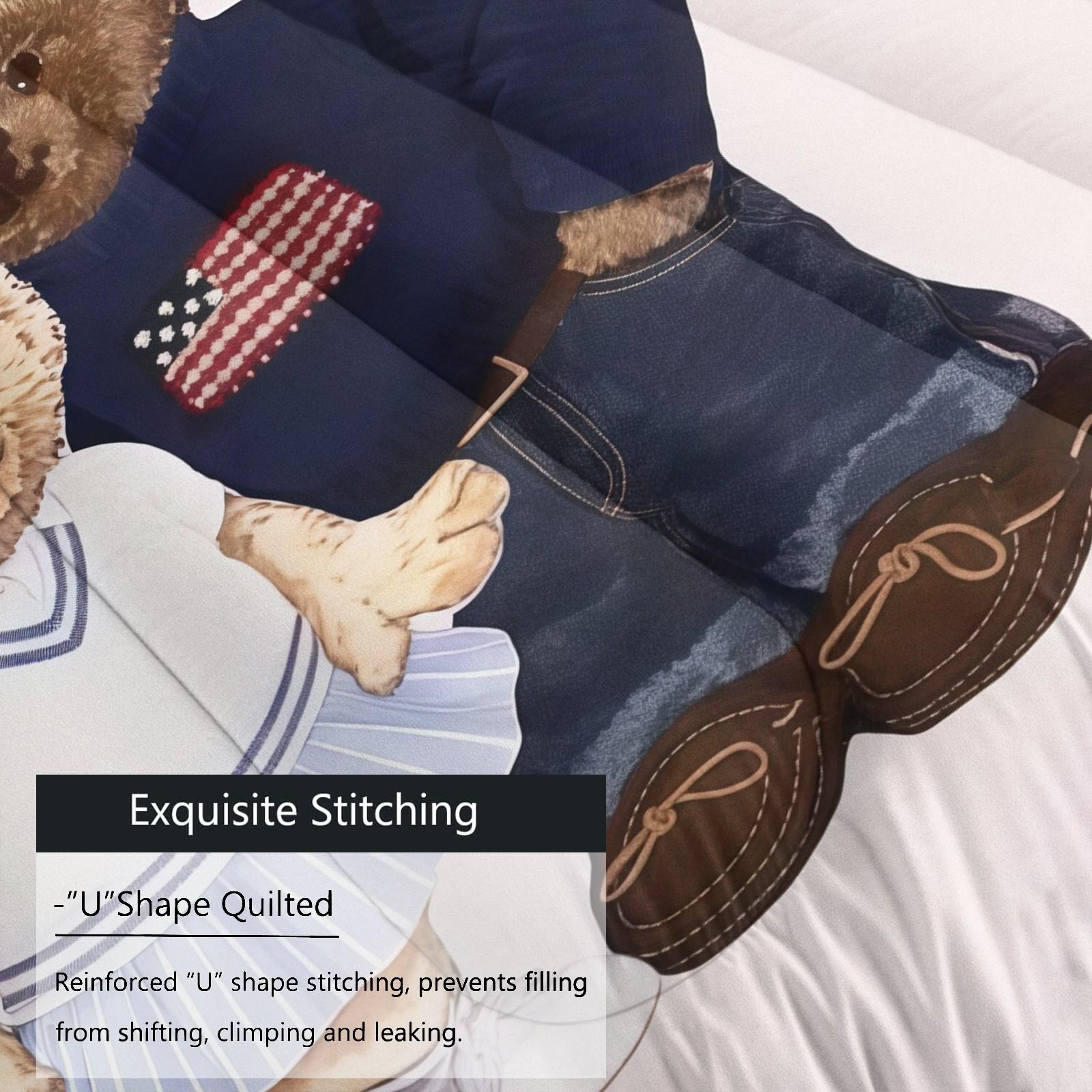 A set of small bear print bedding, including 1 quilt and 1 or 2 pillowcases without pillow inserts, soft bedroom decor gifts for children and adults