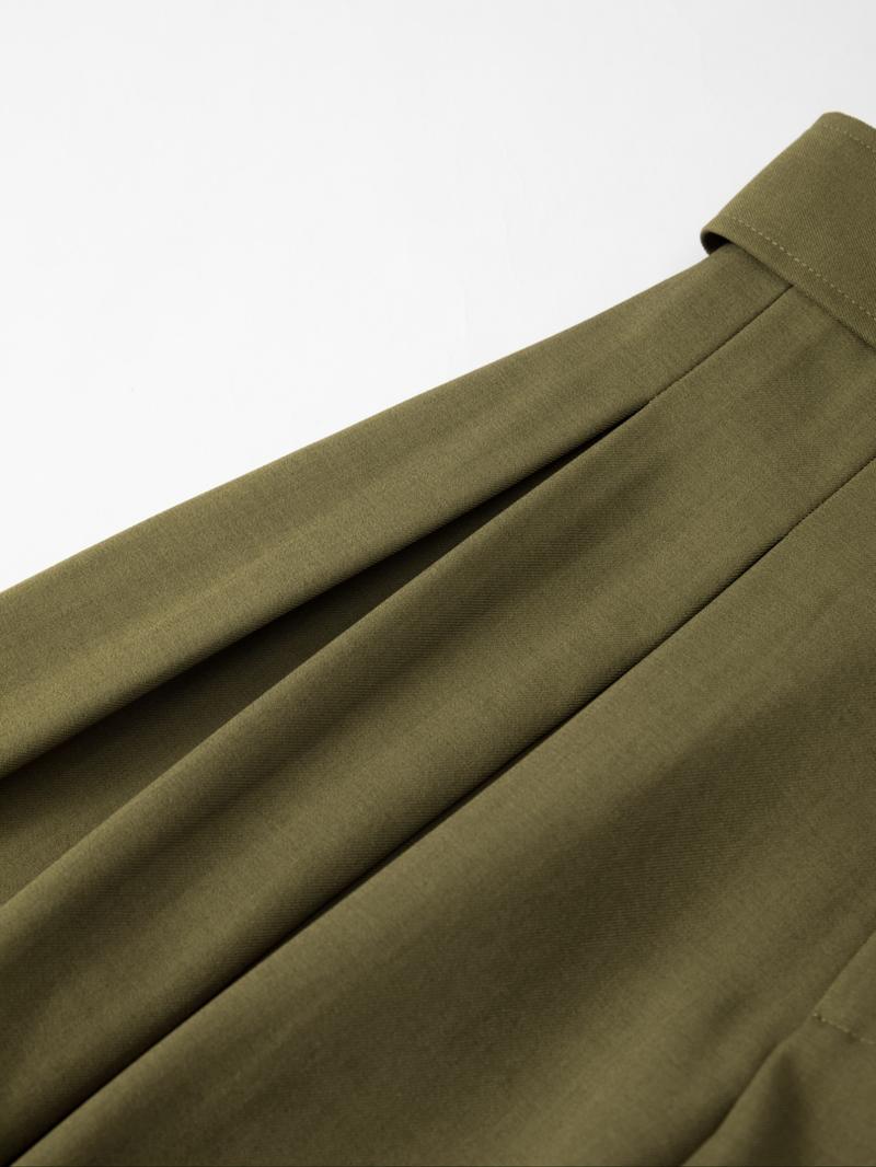 Women's High Waisted Wide Leg Pants with Metal Buckle Belt, Elegant Draped Design, Loose Fit, All Seasons, Casual & Business Wear, Casual Chic Trousers