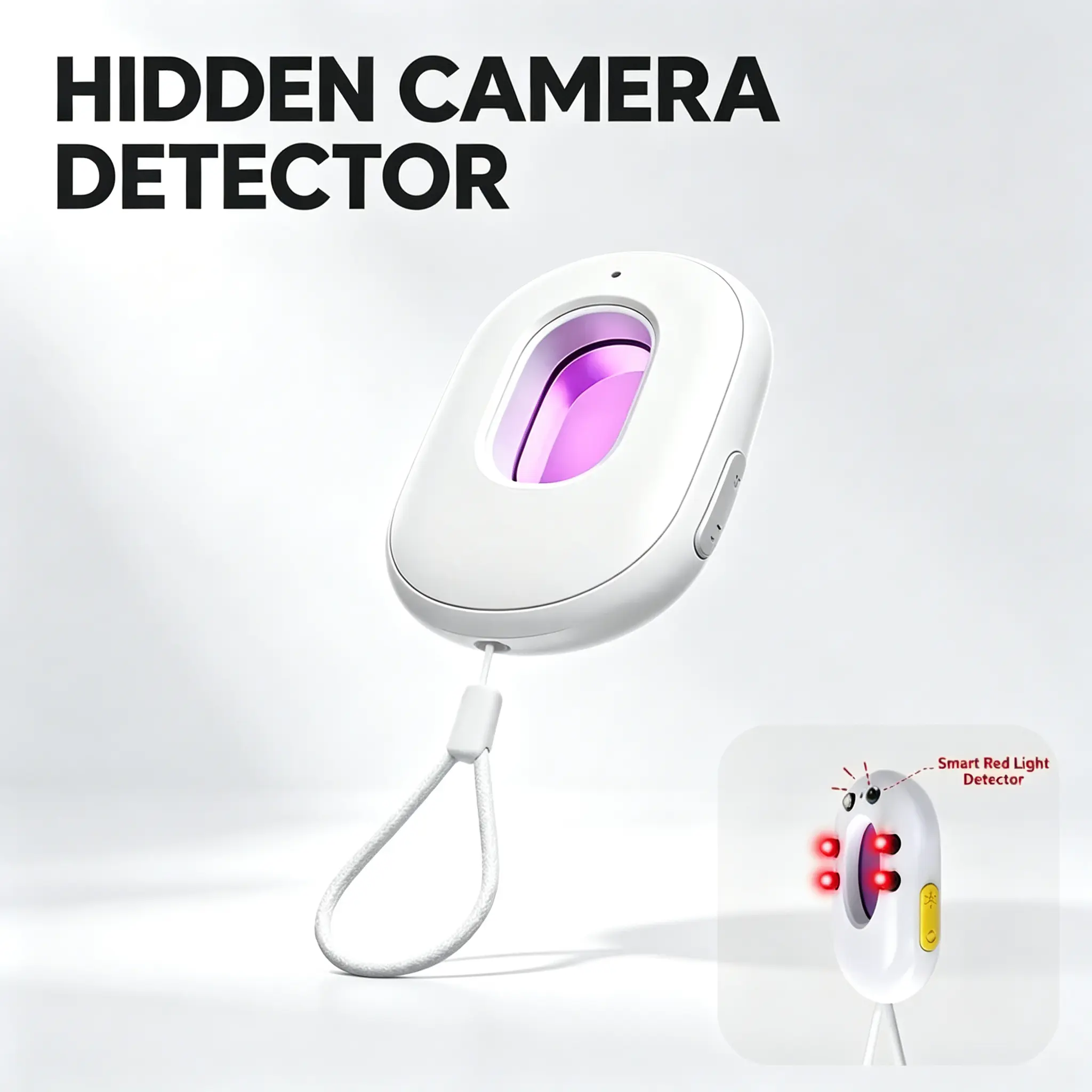 Portable Hidden Camera Detector with Infrared Scanning, 3 Detection Modes, Sound Vibration Alarm for Hotel Home Privacy Protection