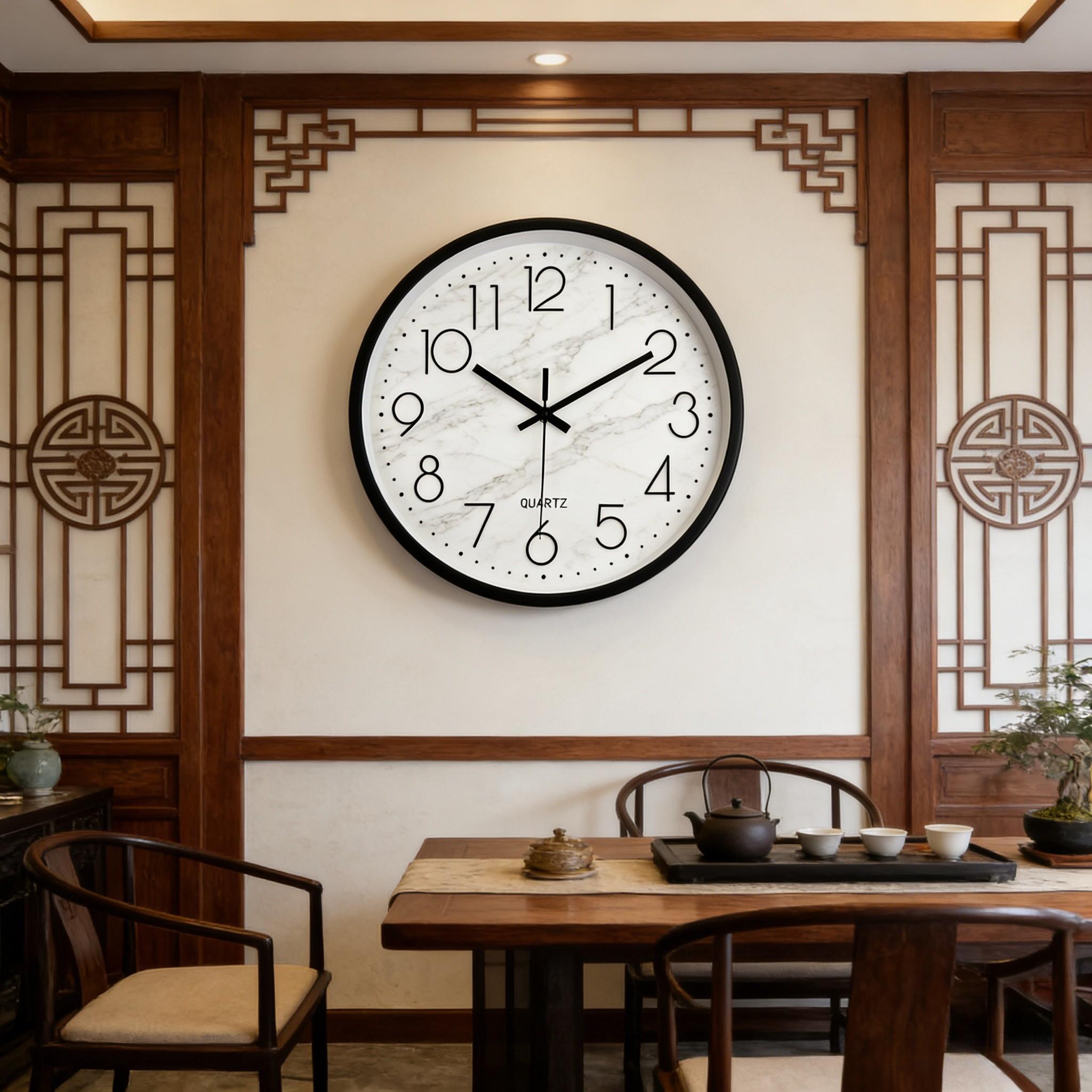 Nordic Silent Wall Clock, Creative Marble Pattern Clock, Living Room Decorative Table, Bedroom Silent Sweep Second Wall Clock