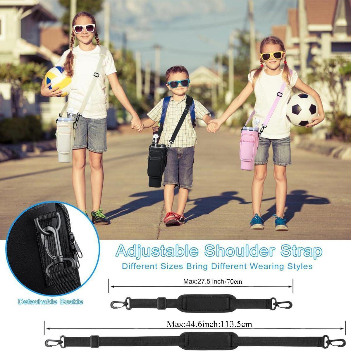 Water Bottle Carrier Bag with Phone Pocket for Stanley Cup 40 Oz, Adjustable Strap, Portable Drinkware Accessory