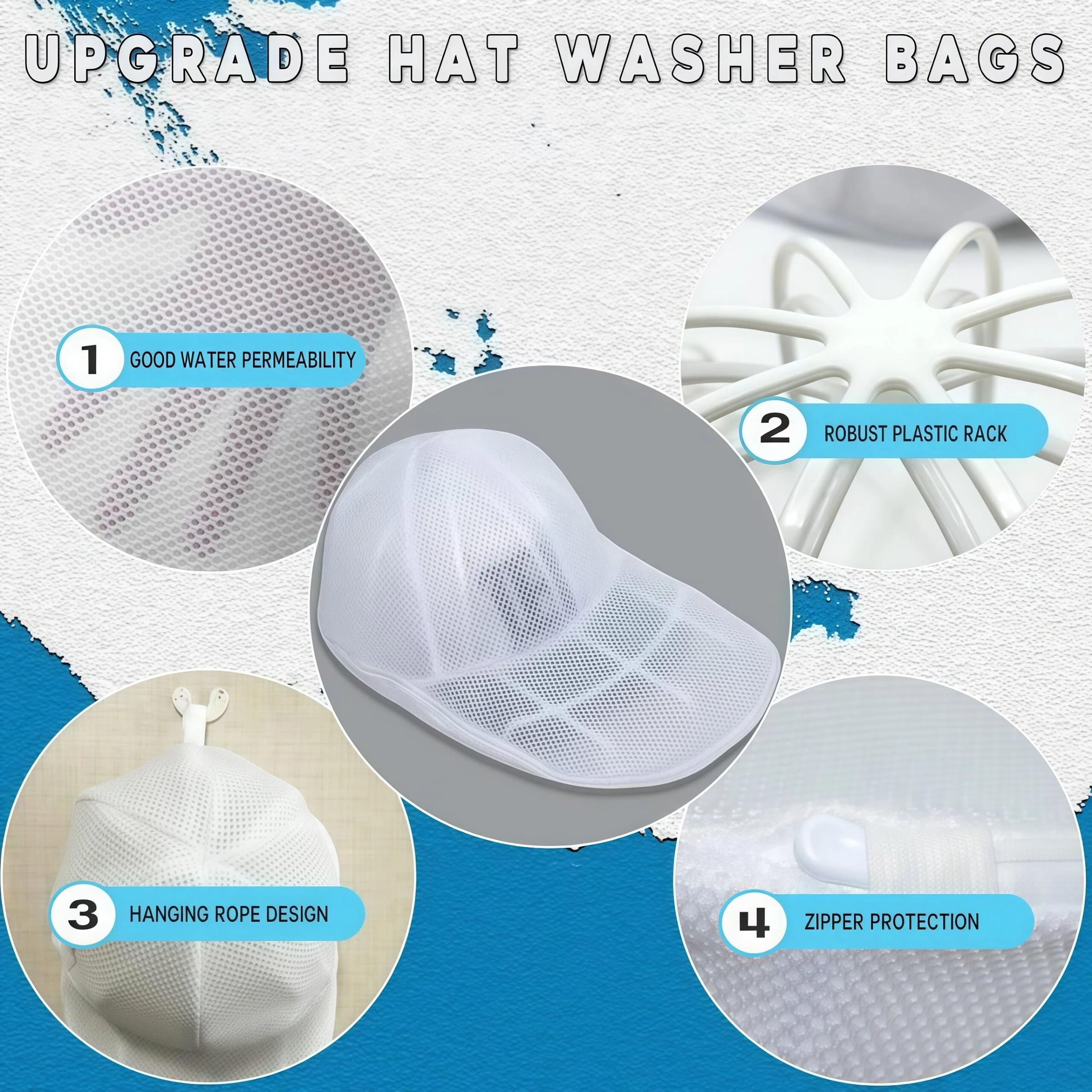 Baseball Cap Washer Holder - Adjustable Laundry Mesh Bag for Washing Machine, Anti-Distortion Cap Cleaning Rack with Protective Frame for Baseball Hats, Household & Travel Use