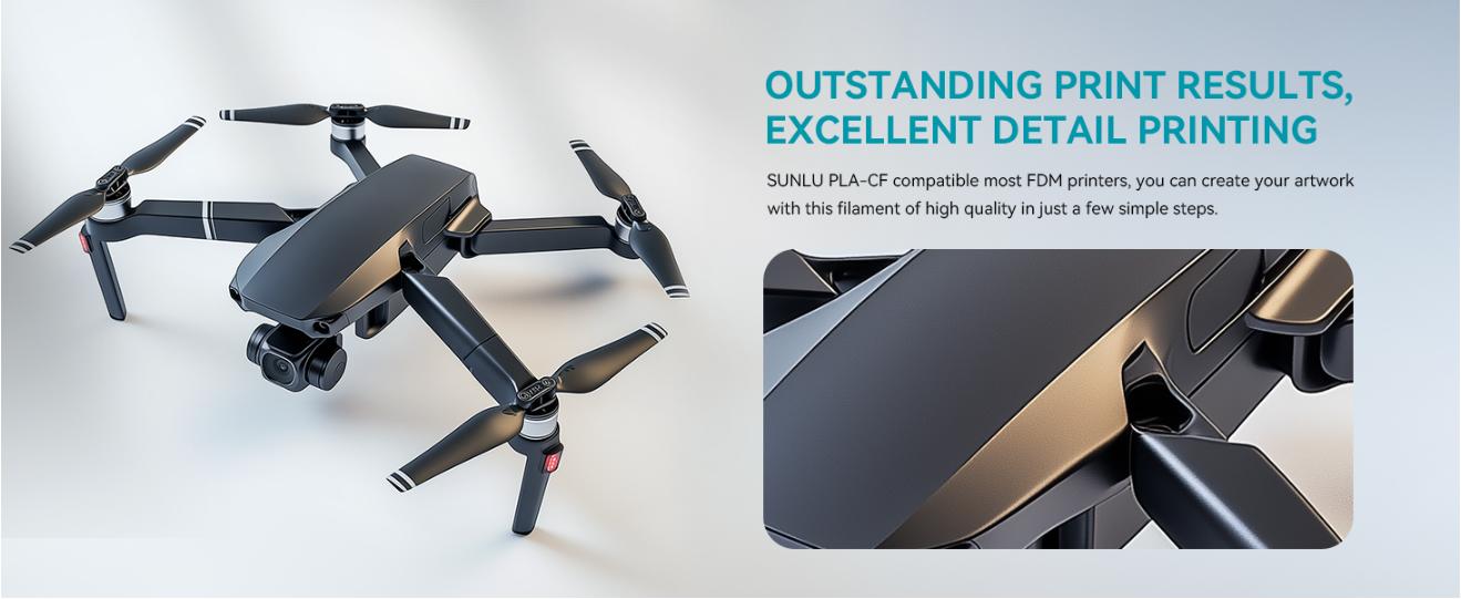 SUNLU Carbon Fiber PLA, Strong and Lightweight PLA 3D Printer Filament, PLA Filament 1.75mm Dimensional Accuracy +/- 0.02 mm, Neatly Wound 3D Printing Filament, 1KG Spool. (Black)