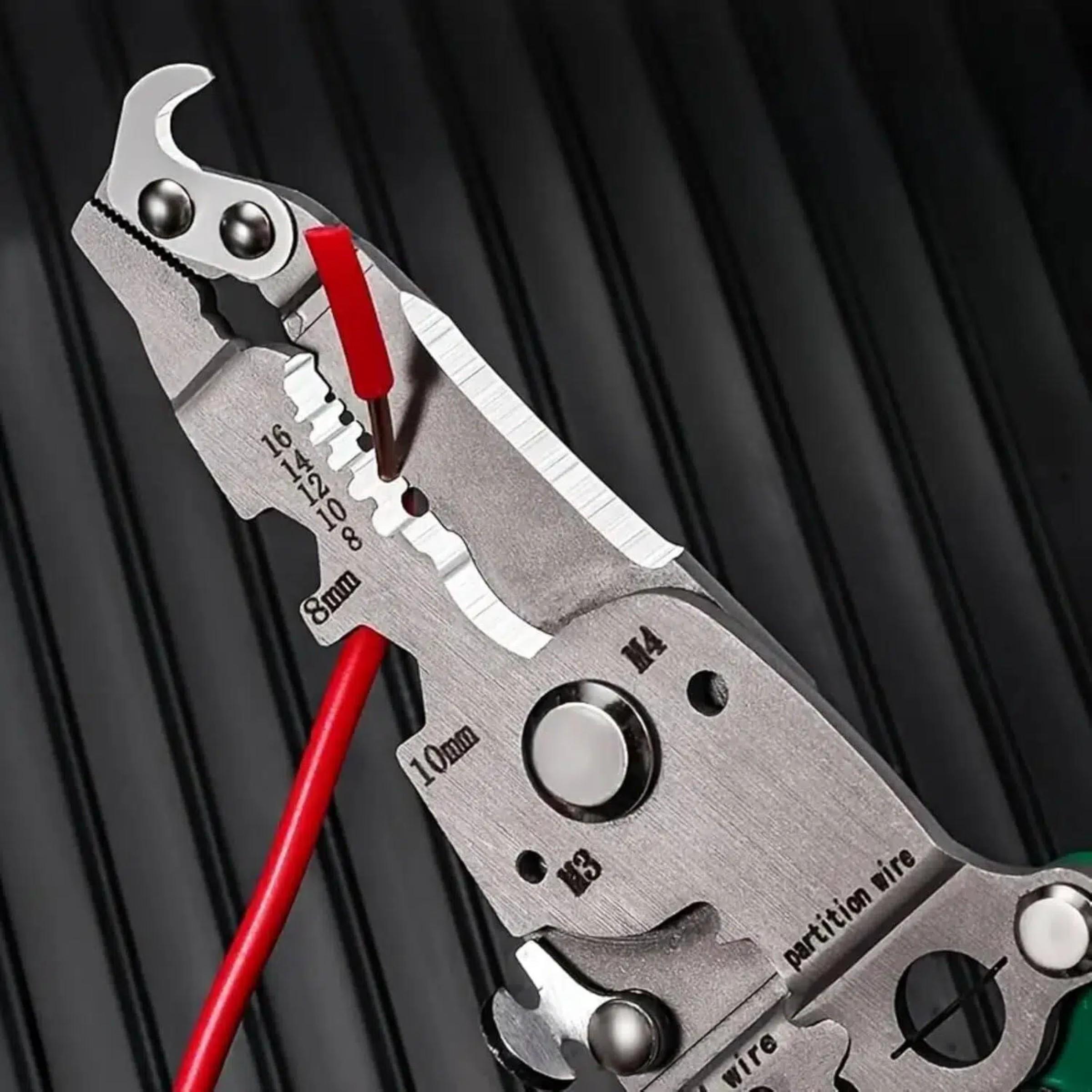 Foldable Wire Stripper Tool, Multifunctional Electrician Tool with Crimping, Cutting, and Wrench Functions, Compact Foldable Design, Wirecutters