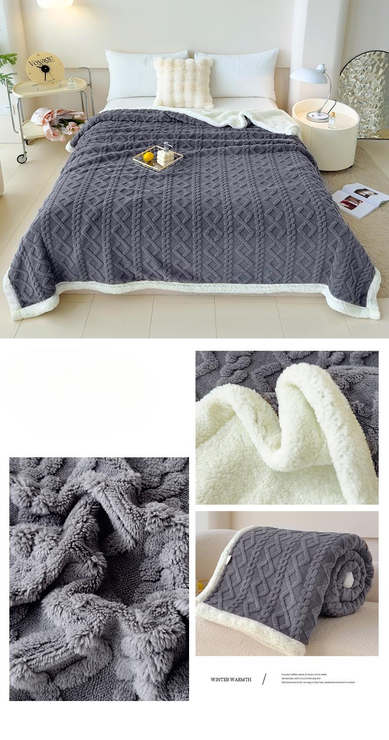 Plaid Velvet Lamb Fleece Blanket, Double-Sided Thick Warm, Chunky Blanket, Winter Sofa Use, Student Dorm Nap Cover, Cozy and Comfortable