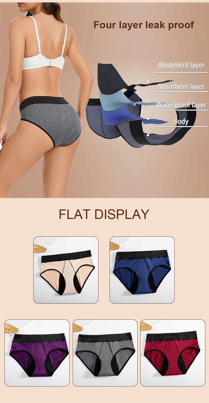 2 pack Women's High-Waisted, 4-Layer Leak-Proof Period Panties — Plus-Size Full-Coverage Briefs