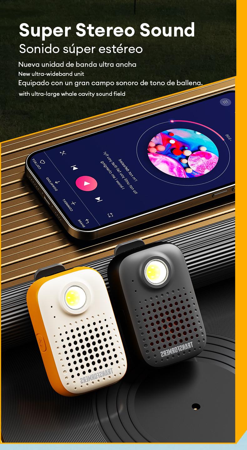 Transformers TF-Y07 PRO Bluetooth Speaker Dual Wear Design with Magnetic/Clip Collar, HiFi Stereo Sound, IPX67 Waterproof